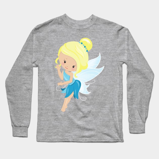 Cute Fairy, Magic Fairy, Forest Fairy, Blonde Hair Long Sleeve T-Shirt by Jelena Dunčević